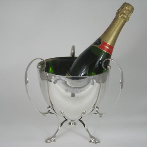 LARGE ART NOUVEAU STYLE SILVER LOVING CUP OR WINE COOLER - ADDITIONAL PHOTO 2
