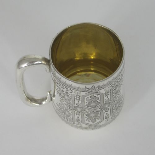 VICTORIAN SILVER ENGRAVED CHILD CHRISTENING MUG WITH LOOPED HANDLE - ADDITIONAL PHOTO 4