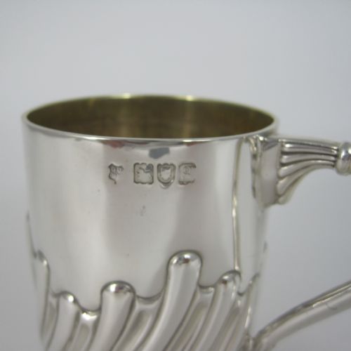 EDWARDIAN SILVER CHILDS CHRISTENING MUG WITH SPIRAL FLUTED CHASED BODY - ADDITIONAL PHOTO 2