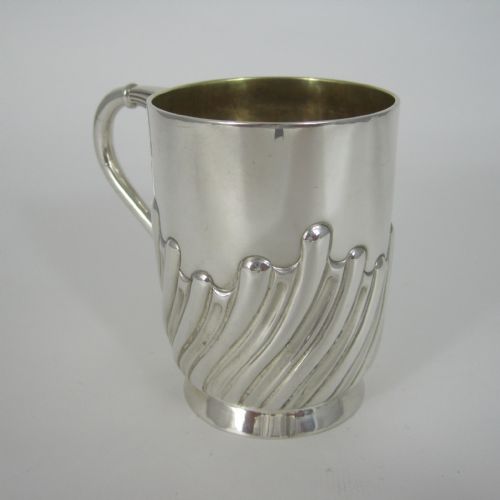 EDWARDIAN SILVER CHILDS CHRISTENING MUG WITH SPIRAL FLUTED CHASED BODY - ADDITIONAL PHOTO 3