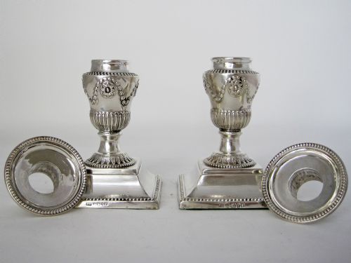 PAIR OF VICTORIAN 114CM 45 SILVER CANDLESTICKS - ADDITIONAL PHOTO 1