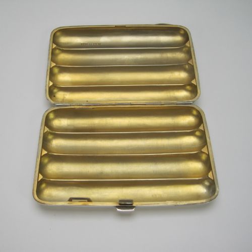 LARGE EDWARDIAN TORPEDO SHAPED SILVER CIGAR CASE - ADDITIONAL PHOTO 6