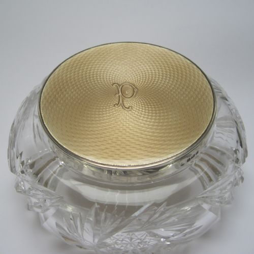 LARGE CHAMPAGNE COLOUR ENGLISH SILVER GUILLOCHE ENAMEL JAR - ADDITIONAL PHOTO 1