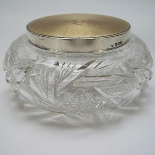LARGE CHAMPAGNE COLOUR ENGLISH SILVER GUILLOCHE ENAMEL JAR - ADDITIONAL PHOTO 2
