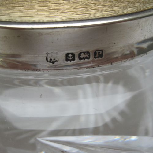 LARGE CHAMPAGNE COLOUR ENGLISH SILVER GUILLOCHE ENAMEL JAR - ADDITIONAL PHOTO 3