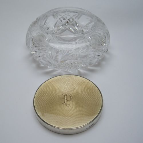 LARGE CHAMPAGNE COLOUR ENGLISH SILVER GUILLOCHE ENAMEL JAR - ADDITIONAL PHOTO 5
