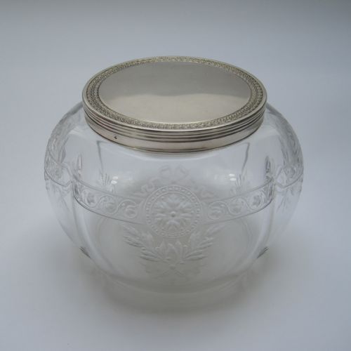 victorian french baccarat glass and silver jar or box - CATEGORY: ANTIQUE SILVER - DATED 1880