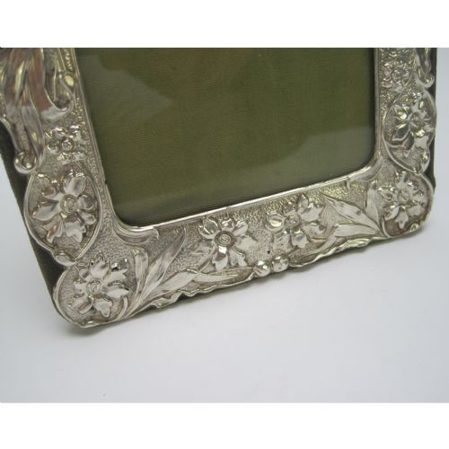 FLORAL MOUNTED EDWARDIAN CHESTER SILVER ART NOUVEAU STYLE PHOTO FRAME - ADDITIONAL PHOTO 3