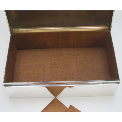 LARGE RECTANGULAR CEDAR LINED SILVER CIGAR OR TRINKET BOX - ADDITIONAL PHOTO 9