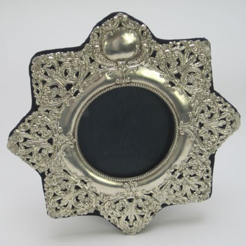 unusual star shaped design late victorian silver photo frame - CATEGORY: ANTIQUE SILVER - DATED 1900