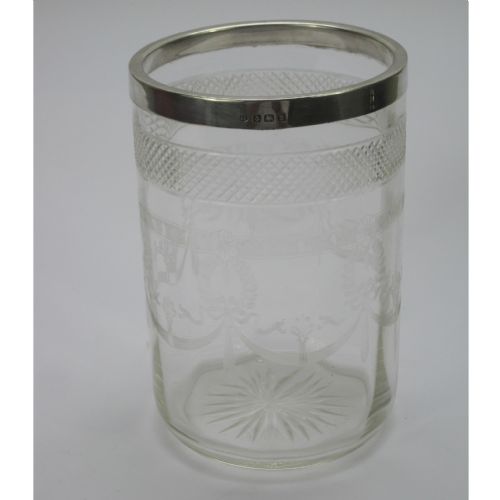 pretty glass and silver vase with hallmarked silver collar - CATEGORY: ANTIQUE SILVER - DATED 1910