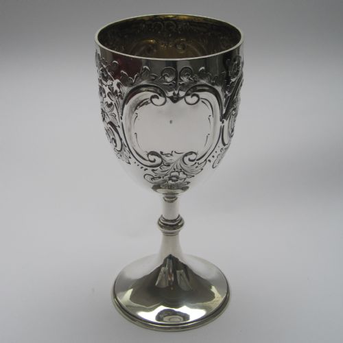 decorative victorian silver goblet or trophy cup - CATEGORY: ANTIQUE SILVER - DATED 1890