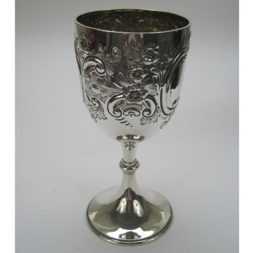 DECORATIVE VICTORIAN SILVER GOBLET OR TROPHY CUP - ADDITIONAL PHOTO 1