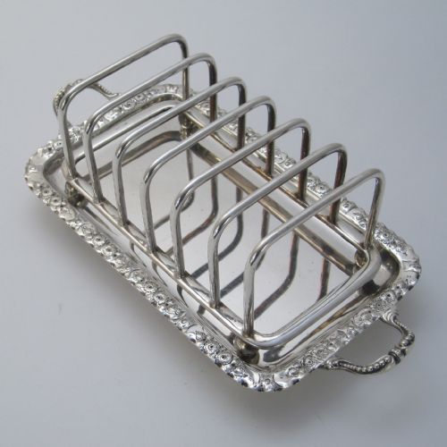 victorian silver plated toast rack in a rectangular tray shape form - CATEGORY: ANTIQUE SILVER - DATED 1890