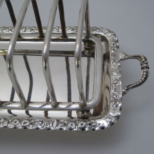 VICTORIAN SILVER PLATED TOAST RACK IN A RECTANGULAR TRAY SHAPE FORM - ADDITIONAL PHOTO 1