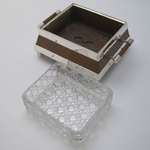 UNUSUAL LATE VICTORIAN OAK AND SILVER PLATED SARDINE OR PRESERVE DISH - ADDITIONAL PHOTO 3