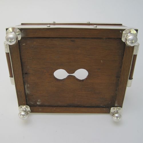 UNUSUAL LATE VICTORIAN OAK AND SILVER PLATED SARDINE OR PRESERVE DISH - ADDITIONAL PHOTO 5