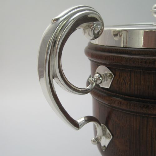 LATE VICTORIAN OAK AND SILVER PLATED URN SHAPED BARREL OR ICE PAIL - ADDITIONAL PHOTO 3