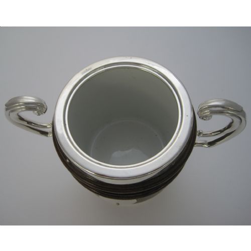 LATE VICTORIAN OAK AND SILVER PLATED URN SHAPED BARREL OR ICE PAIL - ADDITIONAL PHOTO 4