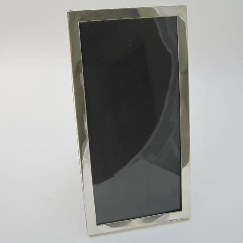 STYLISH PLAIN BORDER SILVER PHOTO FRAME WITH DARK BLUE LEATHER BACK - ADDITIONAL PHOTO 2