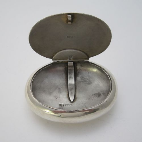 CHESTER SILVER PEBBLE SHAPED TOBACCO OR TRINKET BOX - ADDITIONAL PHOTO 3