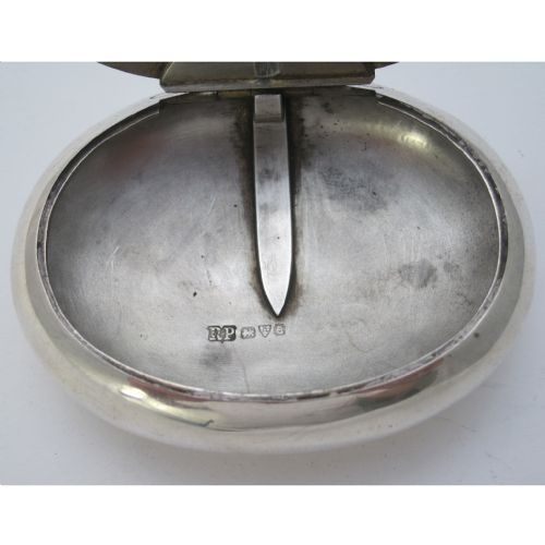 CHESTER SILVER PEBBLE SHAPED TOBACCO OR TRINKET BOX - ADDITIONAL PHOTO 4