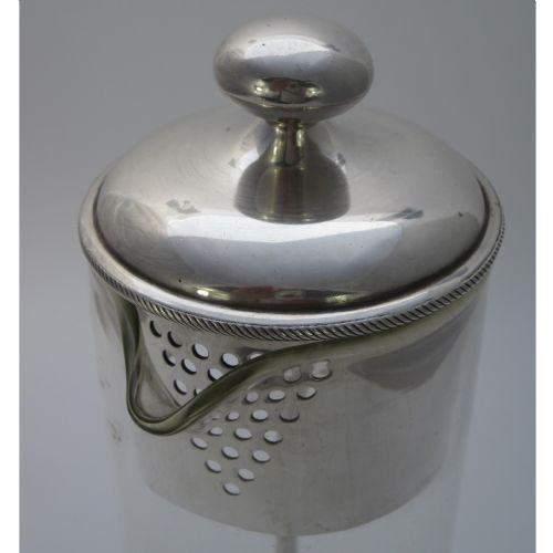 UNUSUAL JAMES DIXON SON GLASS AND SILVER PLATE COCKTAIL SHAKER - ADDITIONAL PHOTO 1