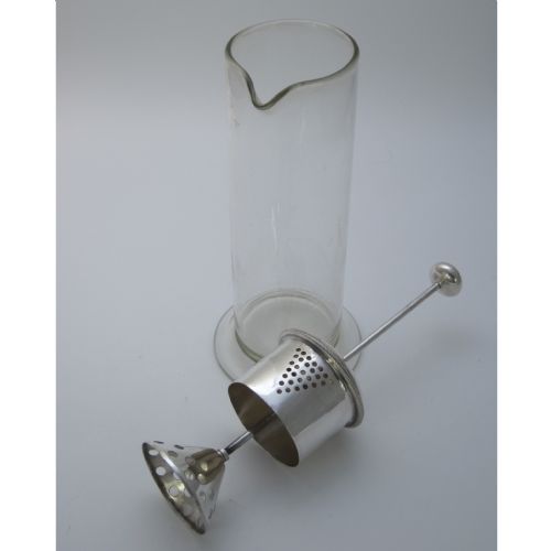 UNUSUAL JAMES DIXON SON GLASS AND SILVER PLATE COCKTAIL SHAKER - ADDITIONAL PHOTO 3