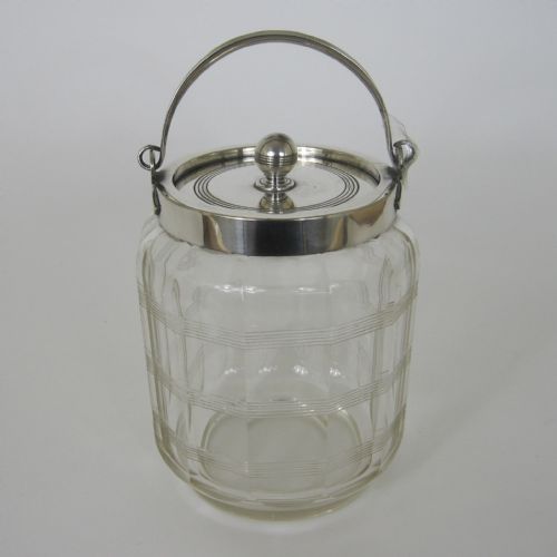 victorian john grinsell son silver plate and clear glass barrel or box - CATEGORY: ANTIQUE SILVER - DATED 1890
