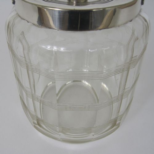 VICTORIAN JOHN GRINSELL SON SILVER PLATE AND CLEAR GLASS BARREL OR BOX - ADDITIONAL PHOTO 2