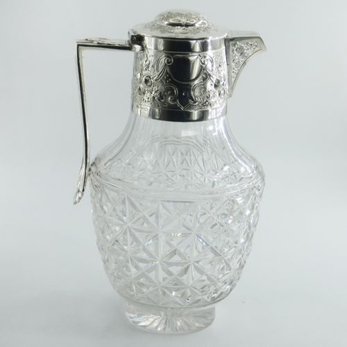 hukin heath silver plated claret jug with floral mount - CATEGORY: ANTIQUE SILVER - DATED 1890
