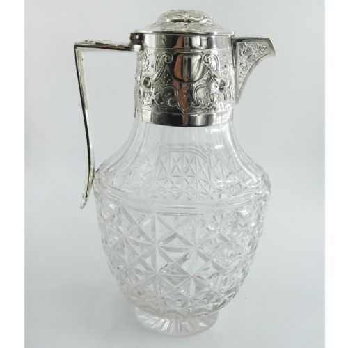 HUKIN HEATH SILVER PLATED CLARET JUG WITH FLORAL MOUNT - ADDITIONAL PHOTO 1