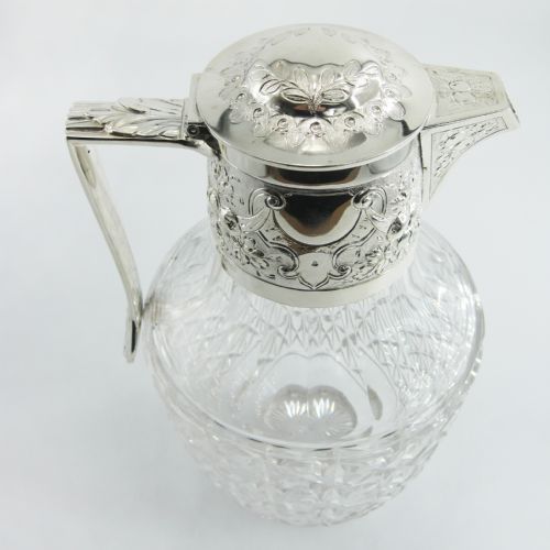 HUKIN HEATH SILVER PLATED CLARET JUG WITH FLORAL MOUNT - ADDITIONAL PHOTO 2