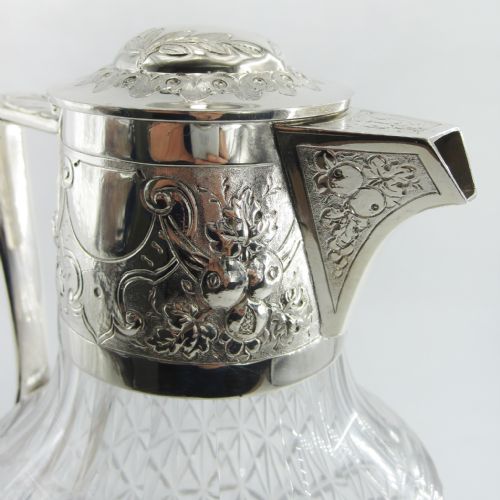 HUKIN HEATH SILVER PLATED CLARET JUG WITH FLORAL MOUNT - ADDITIONAL PHOTO 3