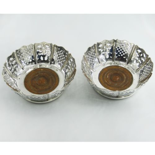 Pair of Victorian Silver Plated Round Deep Dish Shape Coasters