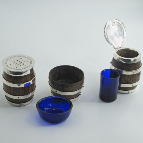 JOHN GRINSELL SON VICTORIAN OAK AND SILVER PLATED CONDIMENT SET - ADDITIONAL PHOTO 2
