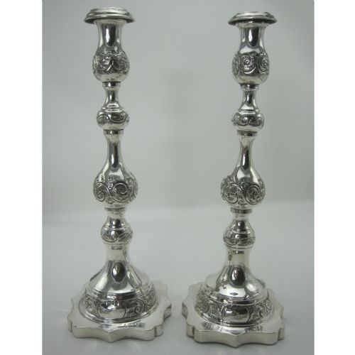 pair of silver 33cm 13 tall sabbath candlesticks - CATEGORY: ANTIQUE SILVER - DATED 1930