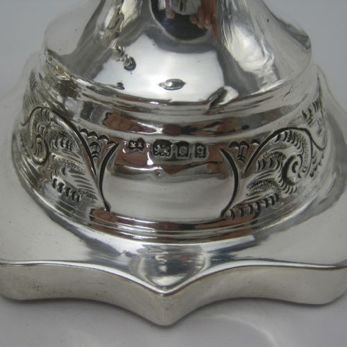 PAIR OF SILVER 33CM 13 TALL SABBATH CANDLESTICKS - ADDITIONAL PHOTO 4
