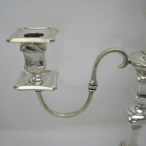 STYLISH PAIR OF THOMAS BRADBURY SILVER THREE LIGHT CANDELABRA - ADDITIONAL PHOTO 2