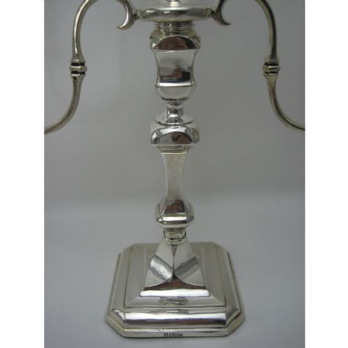 STYLISH PAIR OF THOMAS BRADBURY SILVER THREE LIGHT CANDELABRA - ADDITIONAL PHOTO 3