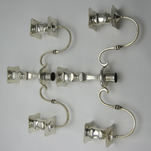 STYLISH PAIR OF THOMAS BRADBURY SILVER THREE LIGHT CANDELABRA - ADDITIONAL PHOTO 6
