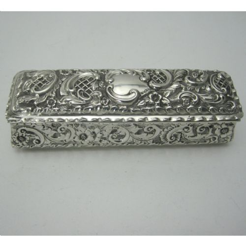 chester silver victorian jewellery or trinket box - CATEGORY: ANTIQUE SILVER - DATED 1890