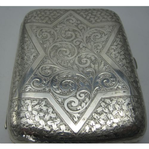 VICTORIAN SILVER POCKET CIGAR CASE ENGRAVED WITH A STAR - ADDITIONAL PHOTO 3