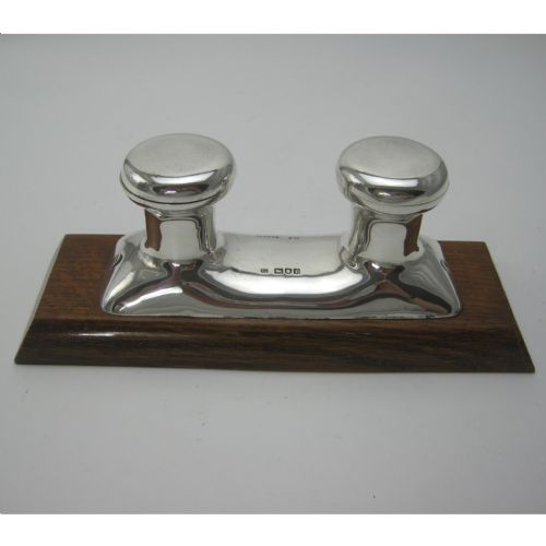 novelty silver ink stand modelled as a marine bollard - CATEGORY: ANTIQUE SILVER - DATED 1900