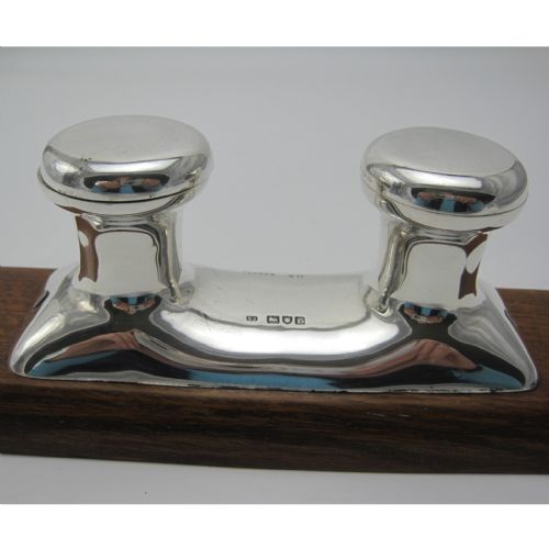 NOVELTY SILVER INK STAND MODELLED AS A MARINE BOLLARD - ADDITIONAL PHOTO 5