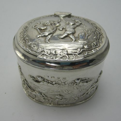 quality late victorian oval silver tea caddy - CATEGORY: ANTIQUE SILVER - DATED 1890