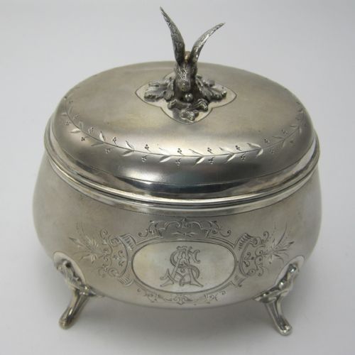 decorative continental victorian silver tea caddy or sugar box - CATEGORY: ANTIQUE SILVER - DATED 1890