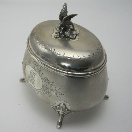 DECORATIVE CONTINENTAL VICTORIAN SILVER TEA CADDY OR SUGAR BOX - ADDITIONAL PHOTO 1