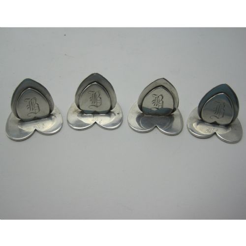 BOXED SET OF 4 SAMPSON MORDAN CO CHESTER SILVER MENU HOLDERS - ADDITIONAL PHOTO 1