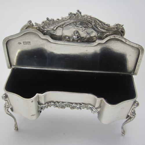 WILLIAM COMYNS DRESSING TABLE SHAPED SILVER JEWELLERY OR TRINKET BOX - ADDITIONAL PHOTO 2